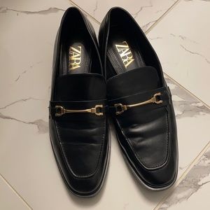 Zara Black Moccasins Shoes with Gold Details - Worn Only Once - Great Condition